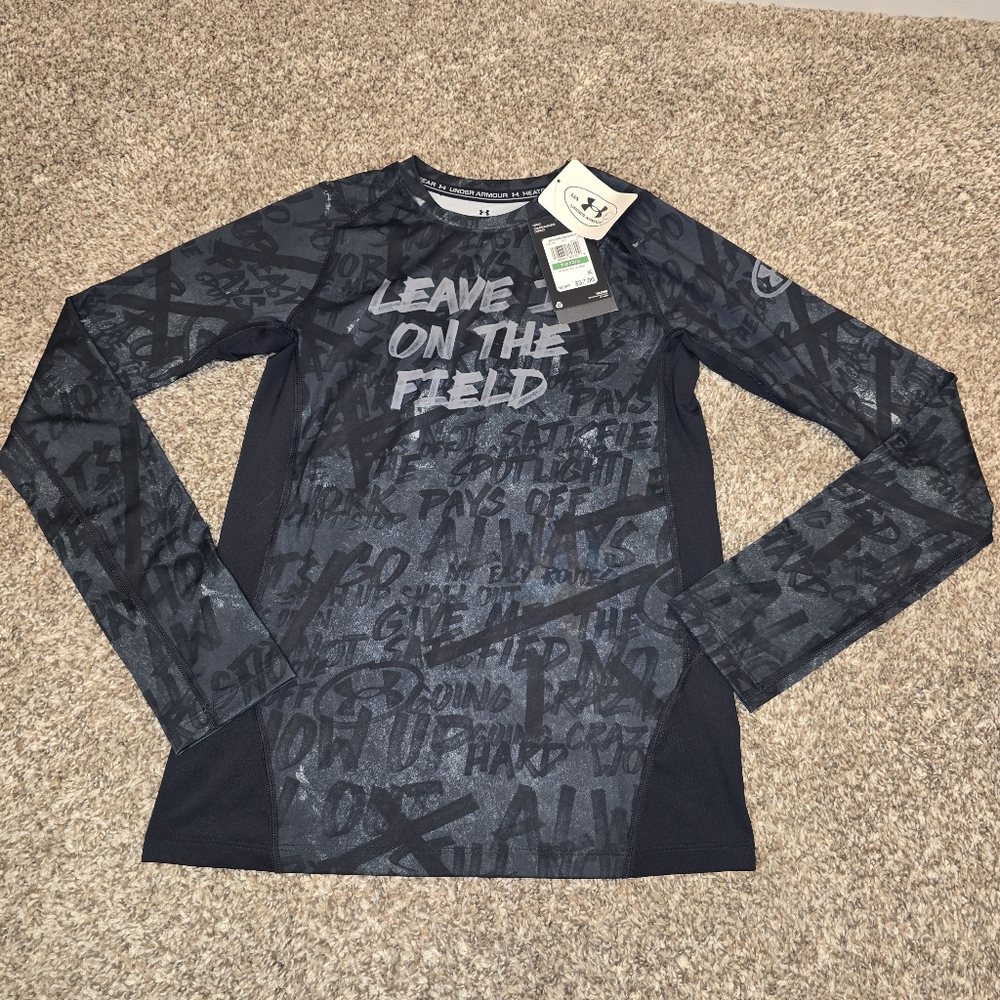 Under Armour Youth Black Graphic Long Sleeve Shirt Large NWT